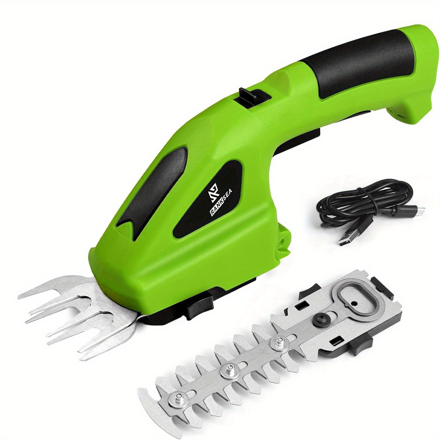 2-in-1 Cordless Electric Grass Shears Hedge Trimmer, 7.2V Rechargeable Lithium Battery Powered, USB Type-C Compatible, Alloy Steel Blade, Lightweight Design for Garden and Lawn Care