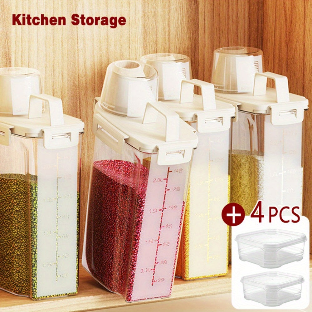 5-Pack Polypropylene Food Storage Containers, Leak-Proof &, Square Can Design for Rice, Grains, Nuts, Flour, Kitchen Organizer, Food Contact Safe