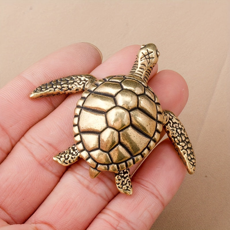LuckyTurtle DT — Broche Artesanal de Tortuga en Cobre Puro (Decoración Versátil para Hogar, Oficina y Festividades)