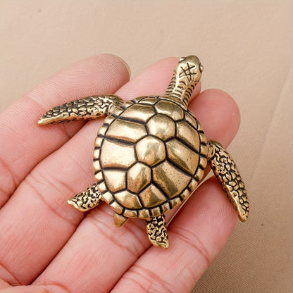 LuckyTurtle DT — Broche Artesanal de Tortuga en Cobre Puro (Decoración Versátil para Hogar, Oficina y Festividades)