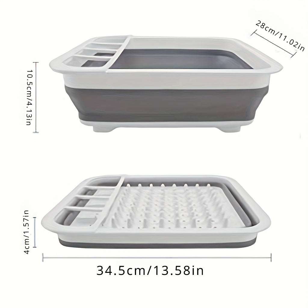 1pc Heavy-Duty Collapsible Dish Drying Rack with Compact Folding Design, Space-Saving Dish Drainer with Integrated Utensil Holder - Lightweight Portable Sink Organizer for Home, RV, Camping, Kitchen - Easy Storage & Quick-Dry