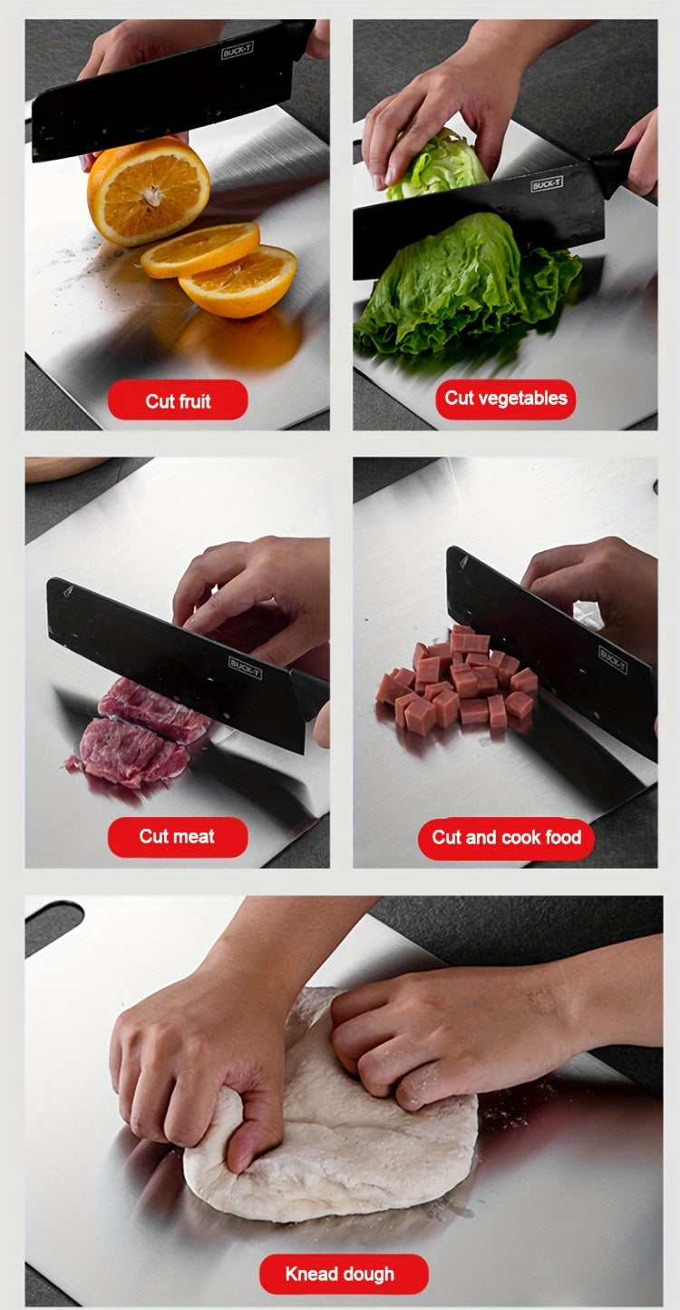 Set of 3 High-Quality Stainless Steel Cutting Boards - Durable, Easy to Clean, Perfect for Kitchen Prep, And Space-Saving.