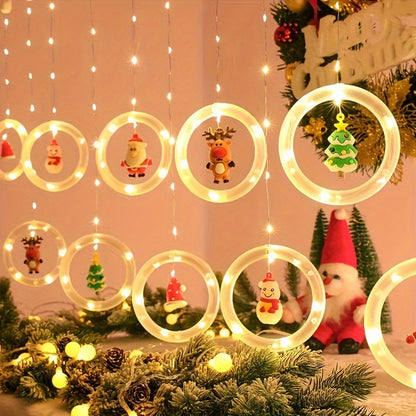 LuzNavidad Glam — Cortina de Luces LED Navideñas con Diseños Rústicos (USB, Blanco)