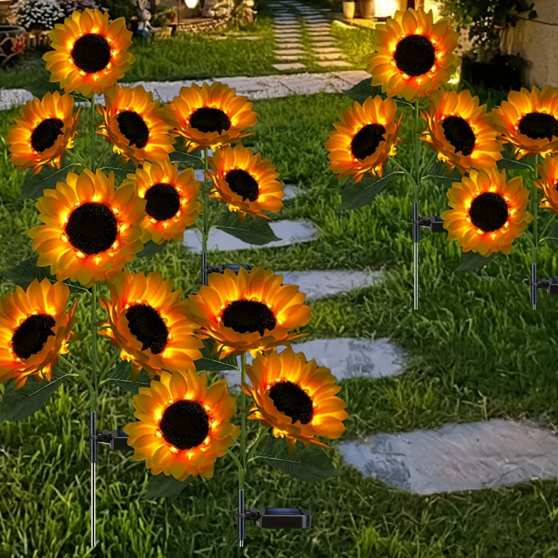 Solar LED Sunflower Garden Lights - Realistic Night Illumination for Yard, Lawn, Home, Patio & Porch Decor | Energy-Efficient Outdoor Lighting with Rechargeable Nickel Battery, Solar Decorative Lights, Solar Outdoor Decoratio