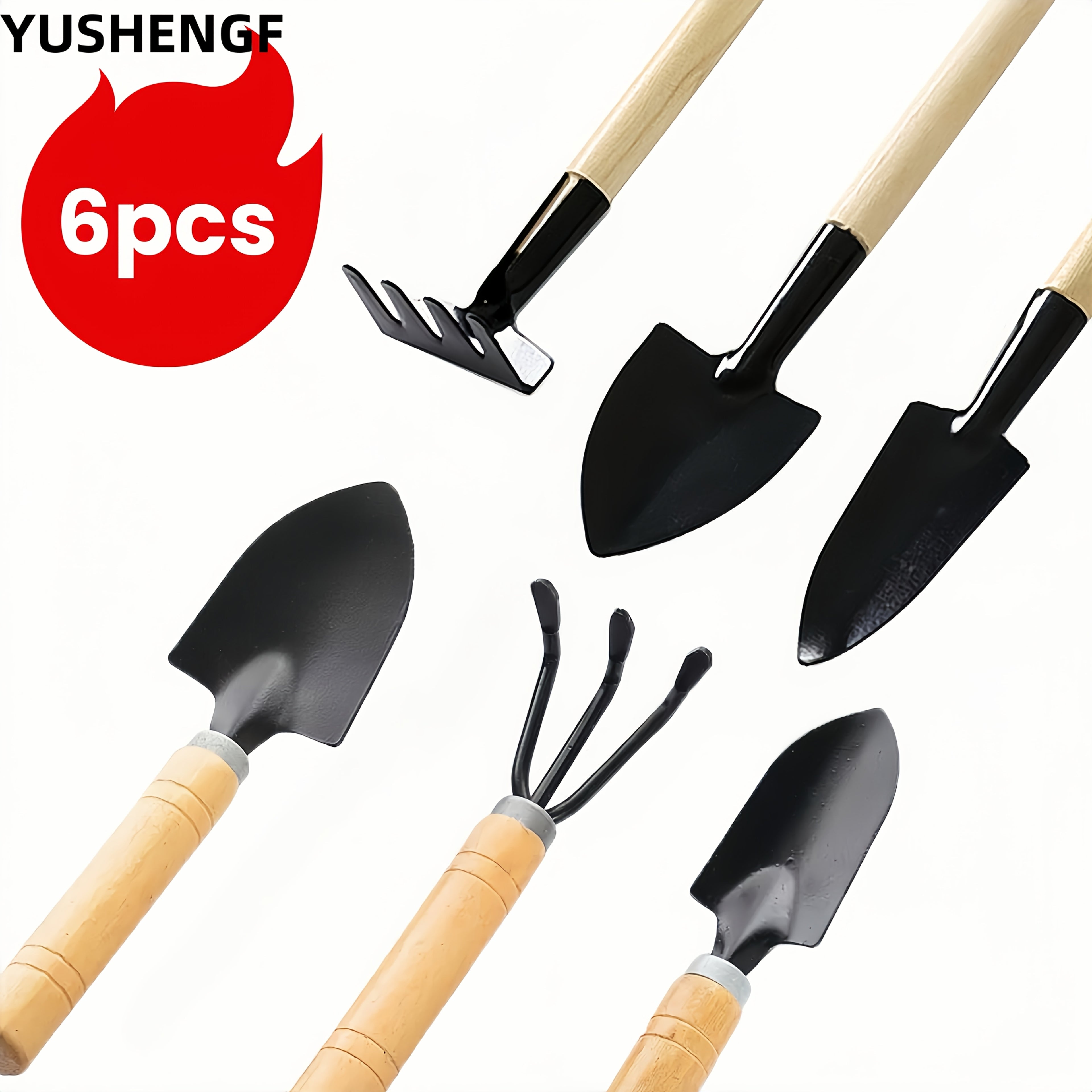 6pcs Mini Small Gardening Tools for Home Use, Suitable for Growing Vegetables, Enhancing Garden Aesthetics, Loosening Soil, Flower Digging, Arranging Potted Plants, And Small Shoveling Scoops and Rakes Mini Home Gardening Too