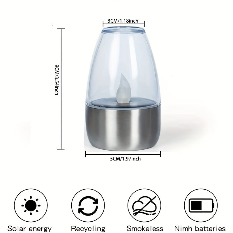 Solar Flame Set — 6 Velas LED Solares de Acero Inoxidable