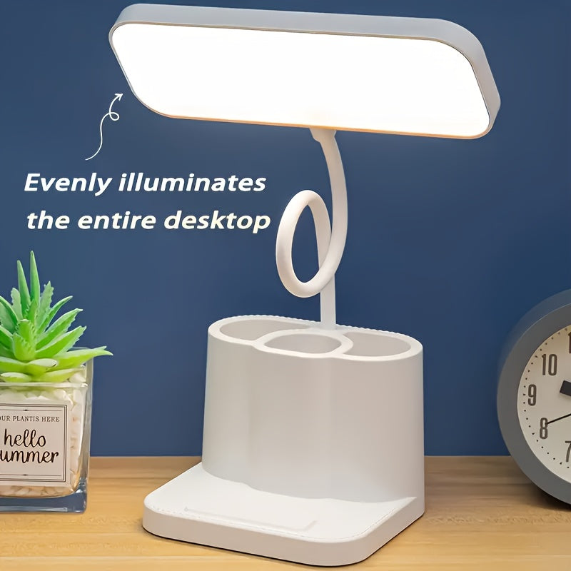 Rechargeable LED Desk Lamp with Adjustable Brightness, USB Charging 5V, Touch Control, Polished White Finish - Ideal for Reading, Music, Office & Study, Desk Lamp for Desk