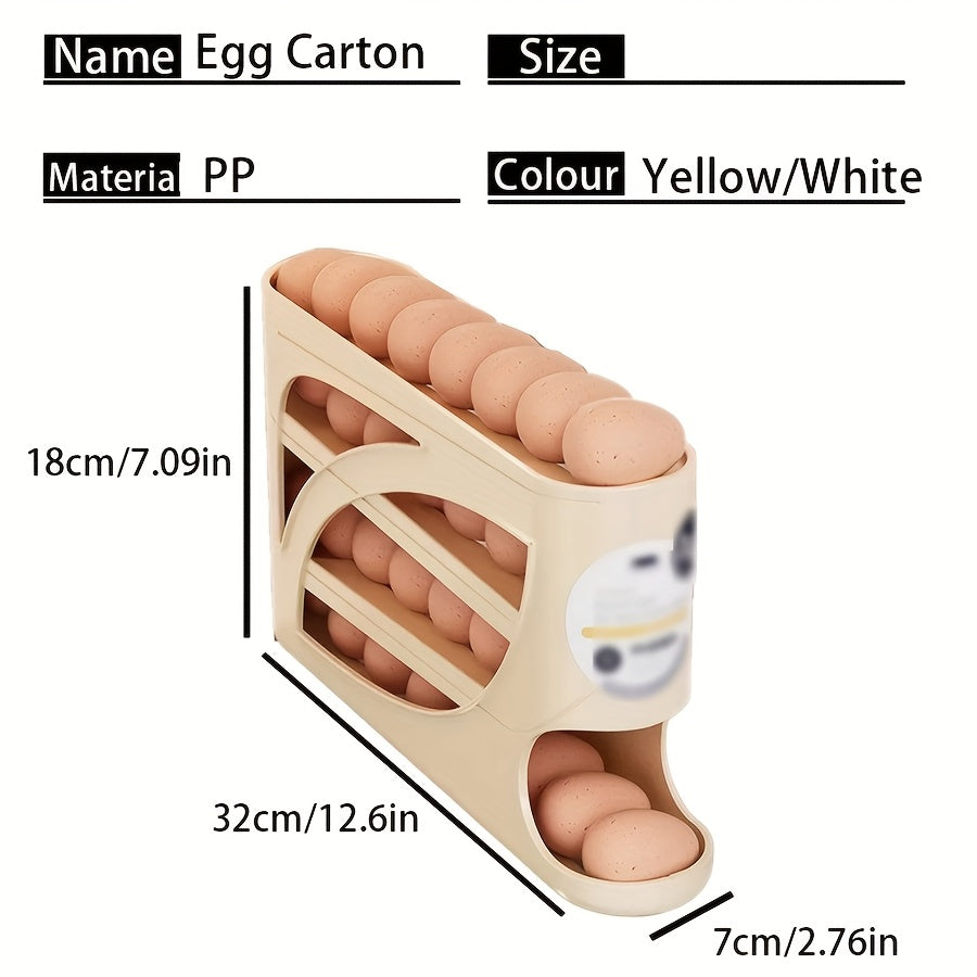 1pc Stackable Egg Holder for Refrigerator - Automatic Slide-Out Design, Space-Saving Large Capacity Storage Organizer, Transparent PP Material, Perfect for Freshness and Space Saving in Kitchen, Egg Holder for Refrigerator