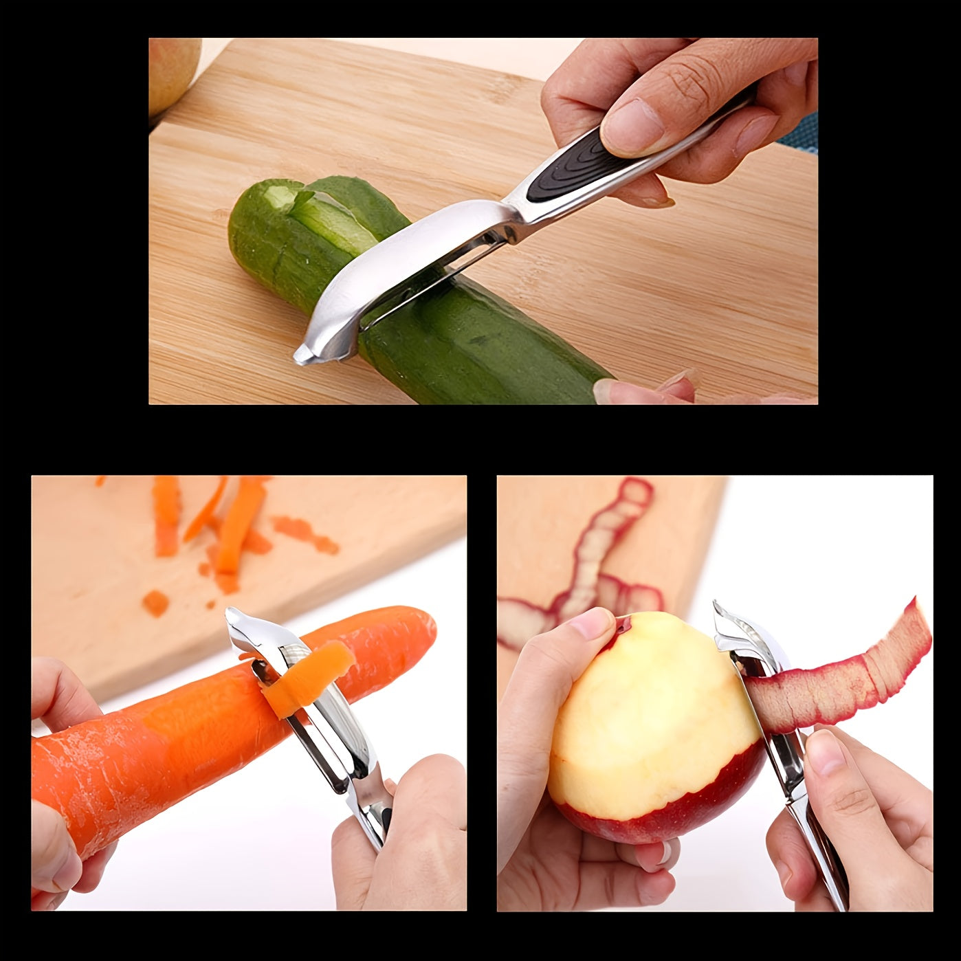 2pcs Stainless Steel Vegetable and Fruit Peeler with Non-Slip Handle and Sharp Blades - Easy to Use for Precision Peeling, Suitable for Kitchen Use, Kitchen Accessories