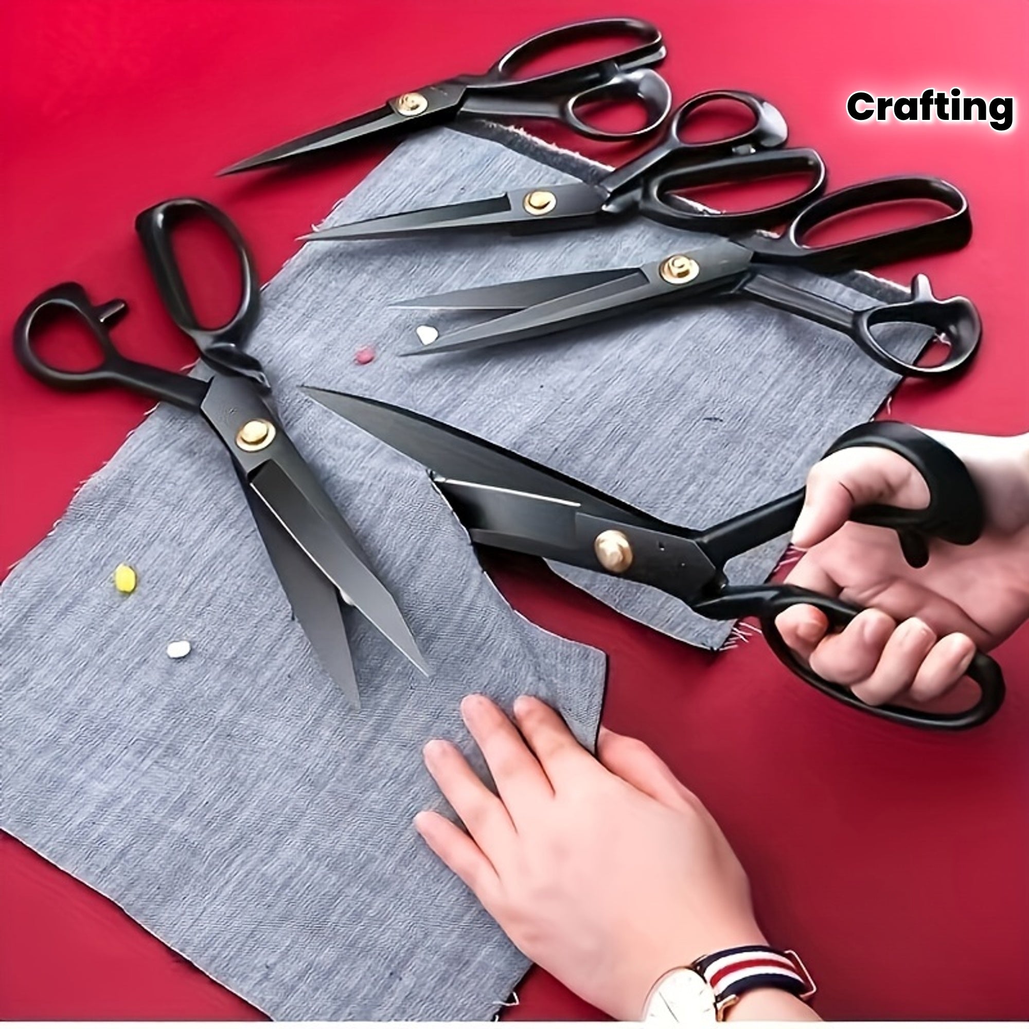 Professional Fabric Scissors - High Carbon Steel, Super Sharp Cutting Blades for Sewing and Crafting, Ideal for Cutting Cloth, Fabric, and Paper, Sewing Essentials | Professional Crafting Tools | Durable Fabric Scissors