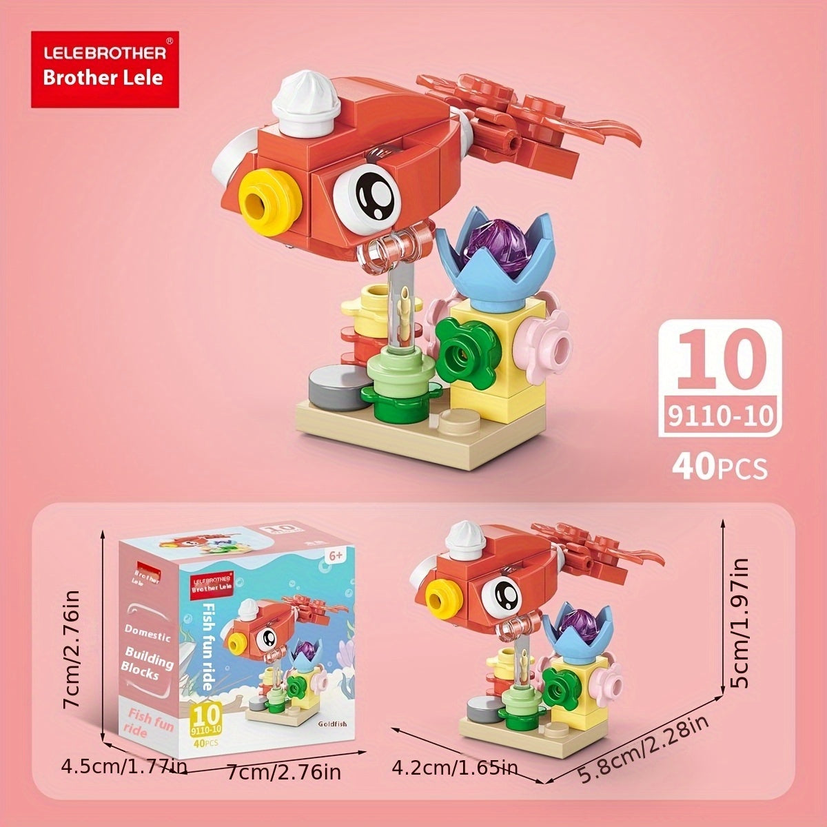 10-in-1 Mini Fish Series Building Block Set, Christmas Gift Assembly Toy, Sea Fish Model Kit, Holiday Birthday Present, Halloween Thanksgiving Tabletop Decoration, 344pcs – Build 10 Small Models or Combine into 1 Large Stru