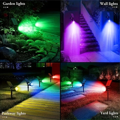 RGBLuz FH — Set de 2 Reflectores Solares LED RGB para Jardín (9 LEDs, IP65, 3 Modos de Luz)