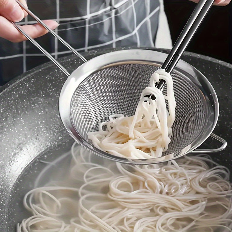 Stainless Steel Skimmer Strainer, Large Kitchen Mesh for Draining Noodles, Fruits, Juice & Soy Milk