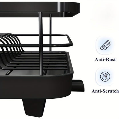 DryNest RR — Escurridor de Platos Compacto con Porta Utensilios (Estante Colgante, Plástico Resistente, Ahorra Espacio)