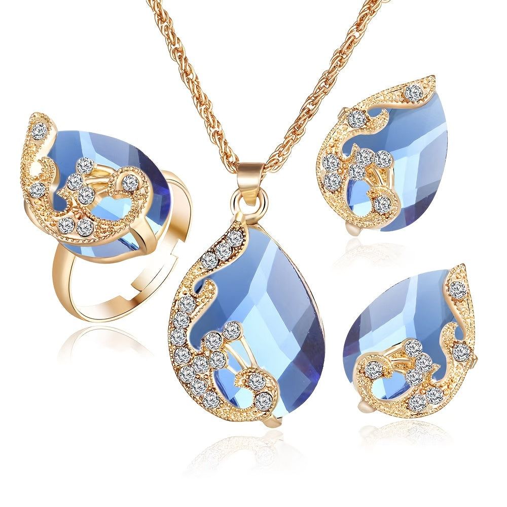 Creative Peacock Jewelry Necklace Set - Exquisite Three-Piece Necklace Collection for Women