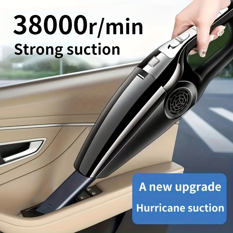 120 High Power 38000r/min Super Suction Handheld Vacuum Cleaner - Lightweight Portable Design with Long Hose, Brush & Flat Mouths, Ergonomic Handle for Home & Car Use, Car Vacuum Cleaner, Sleek Metallic Finish, Durable Constr