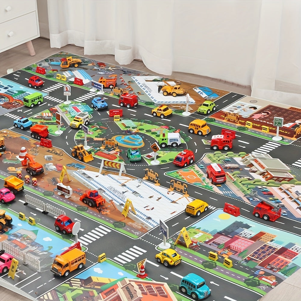 Popular Game City Theme City Traffic City Epidemic Prevention Engineering Map Field Scene Map Big Map Traffic Car Game Mat Non woven Fabric with Coating Waterproof and Moisture proof Mat