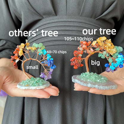 KC Chakra Tree — Wealth Tree with Natural Crystals and Agate Base (Spiritual Feng Shui)