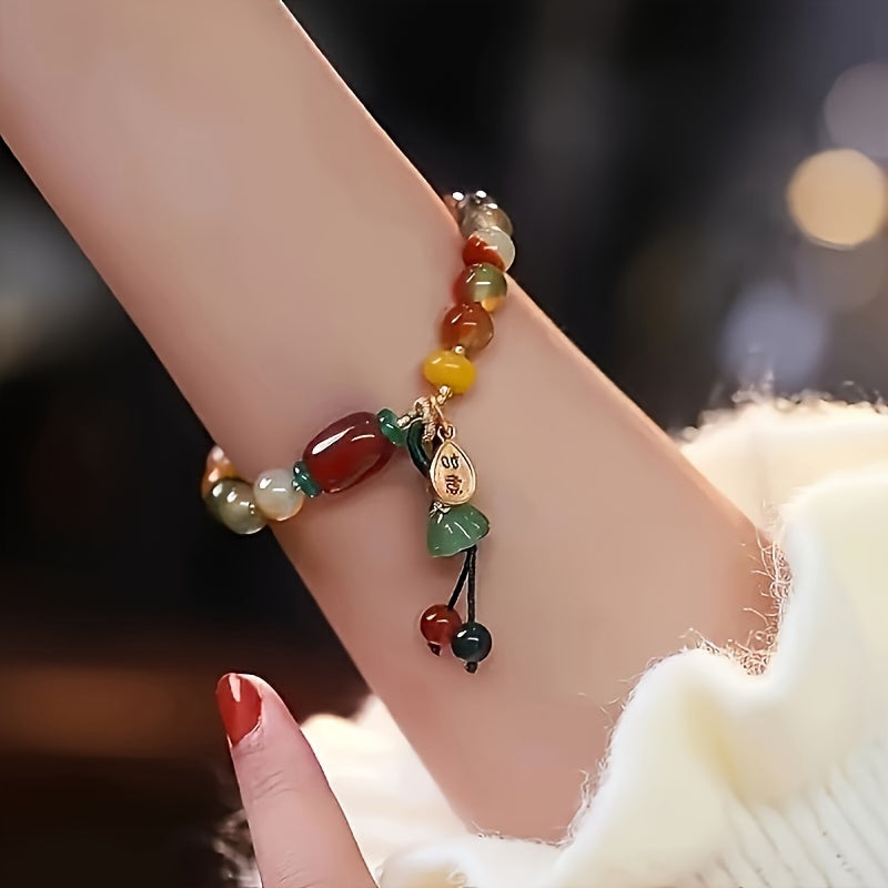 Chic Vintage-Inspired Colorful Good Luck Charm Bracelet - Adjustable, Perfect Gift for Birthdays & Holidays