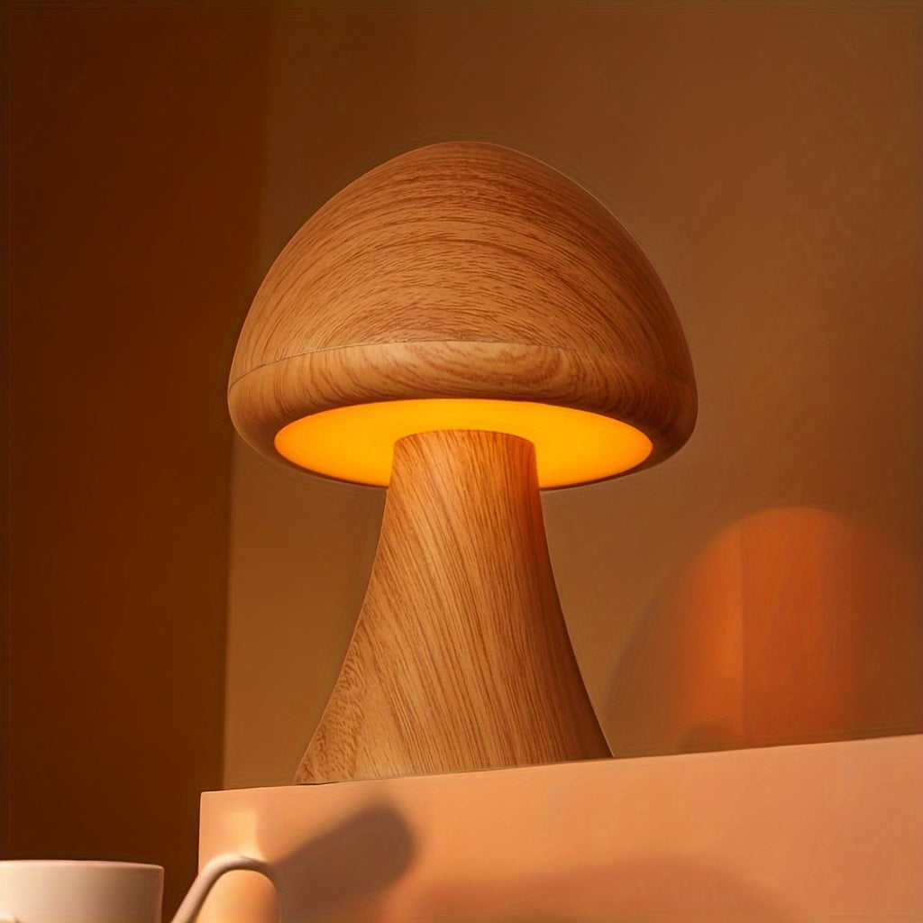1pc rechargeable mushroom night light, 3color LED desk light, creative mushroom desk light, bedroom bedside light, dimmable LED lighting, home decor light, home warm gift, Valentine's Day gift