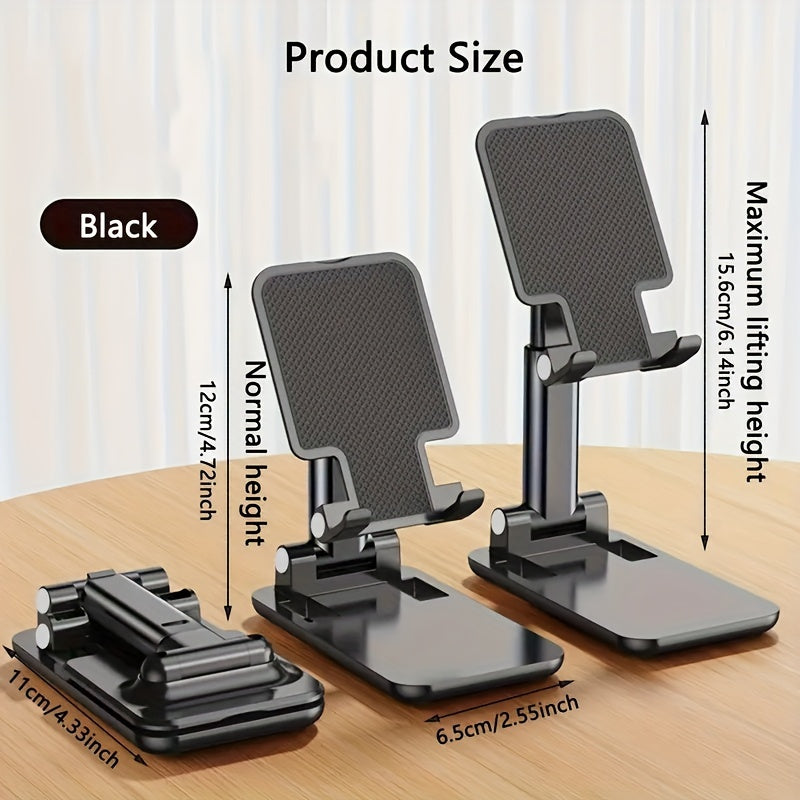 Adjustable Desktop Phone Stand Holder - Foldable, Height & Angle Adjustable, Non-Waterproof ABS Material, Universal for 10.16-20.32cm Devices, Ideal for Office & Bedroom, Compatible with iPhone iPad Samsung Tablets