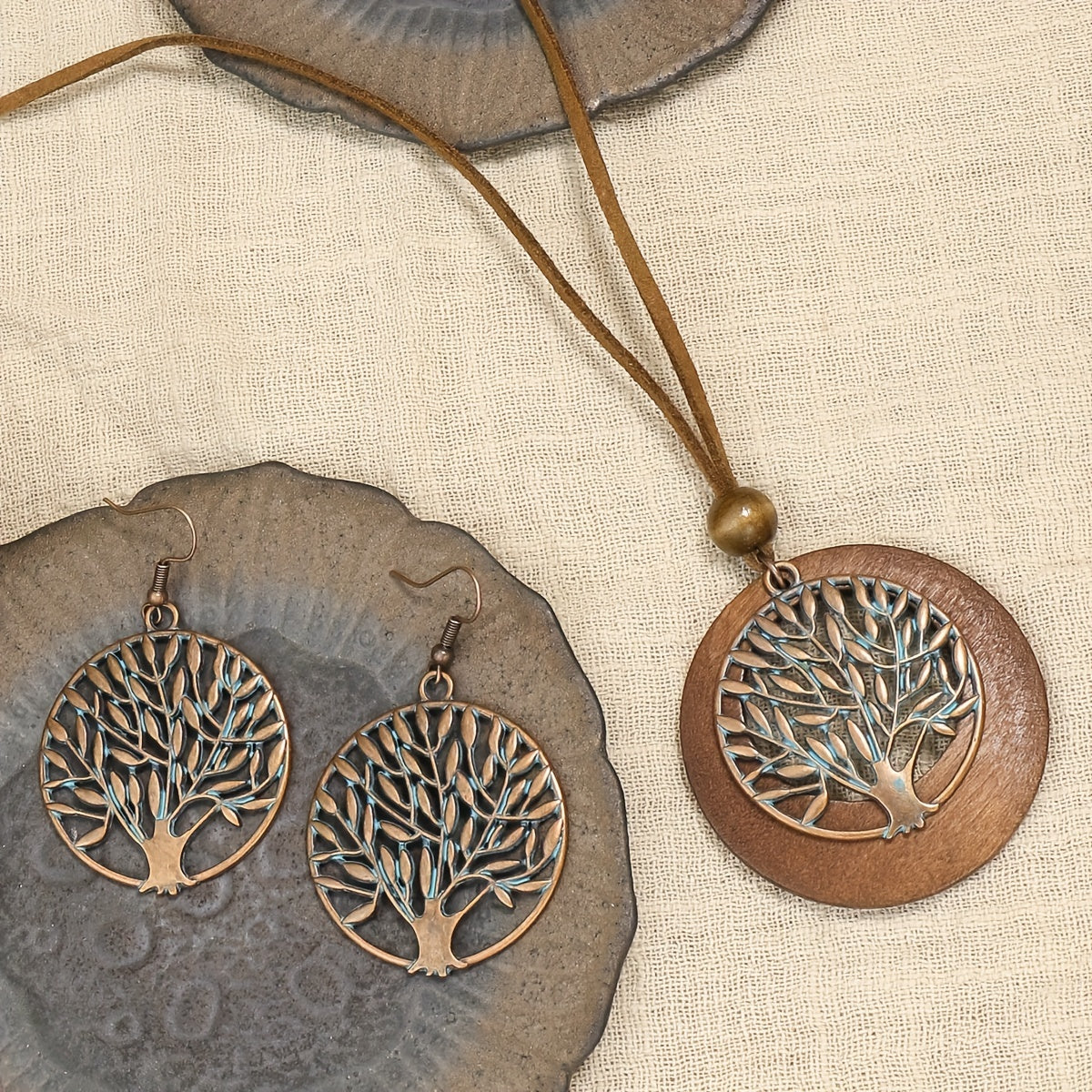 Eternal Roots — Set de Collar y Aros Árbol de la Vida Vintage