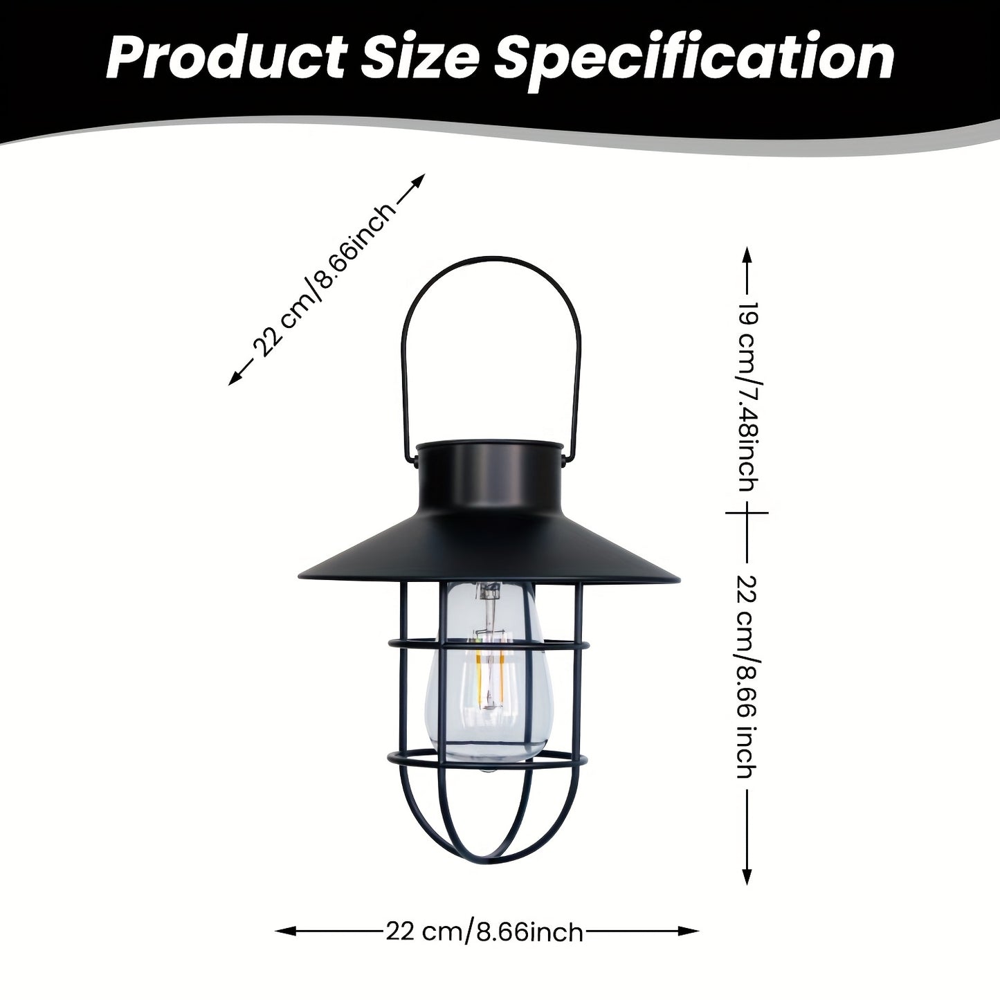 SolarGlow Vintage — Set de 2 Faroles Solares LED Colgantes para Exterior (Negro)