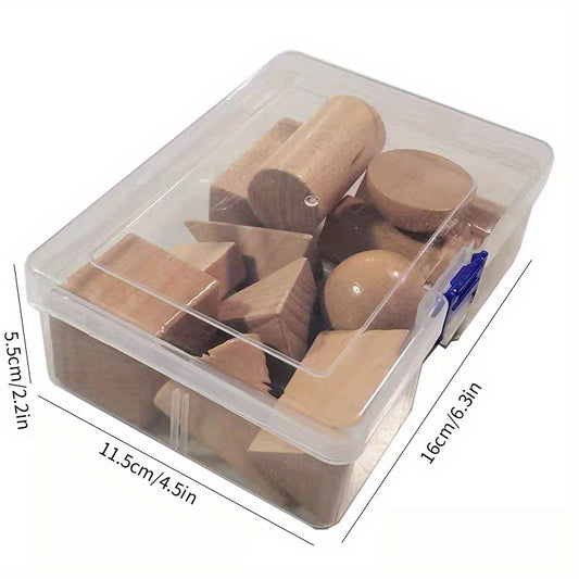 GeoBox JW — Set de Figuras Geométricas en Madera de Haya (Color Blanco, con Caja Plástica)