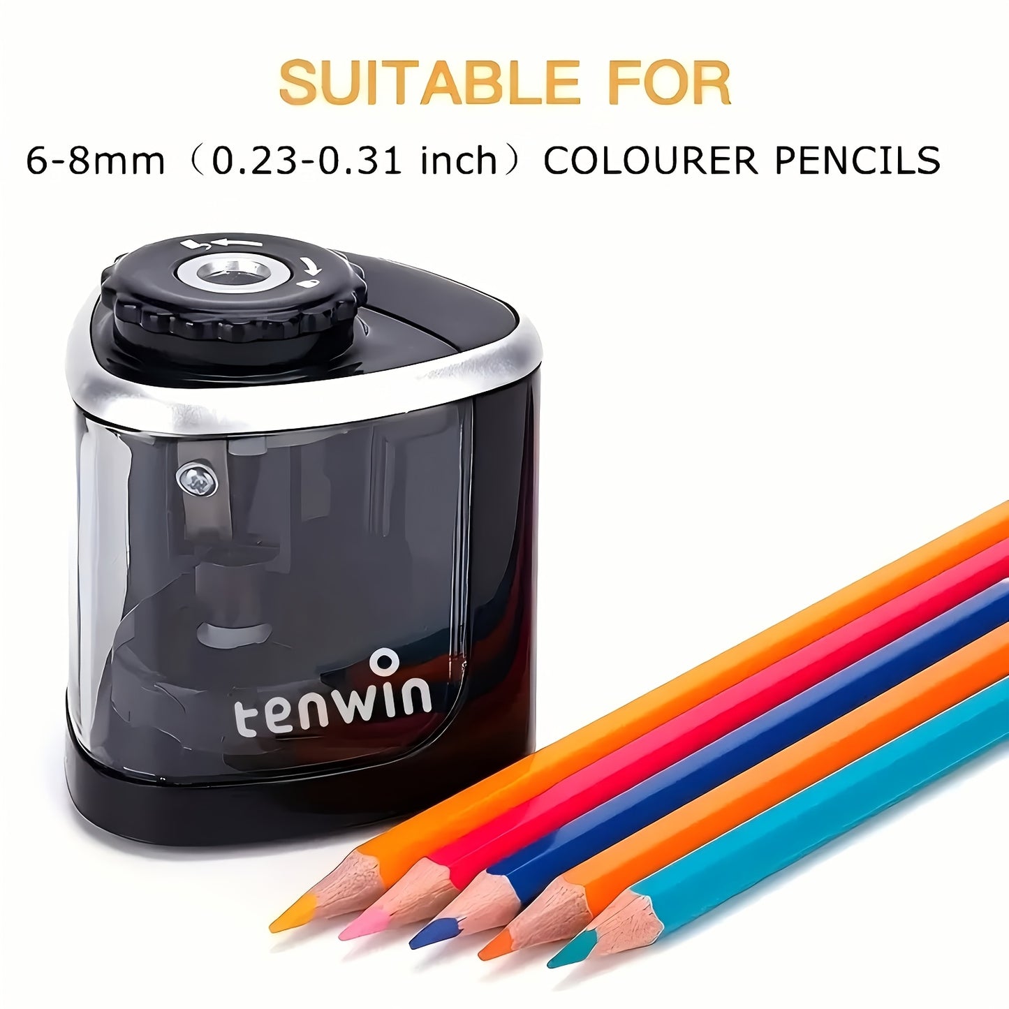 SharpEdge YF — Sacapuntas Eléctrico Automático para Escritorio (Color Negro, Rápido y Seguro, Uso Escolar y de Oficina)