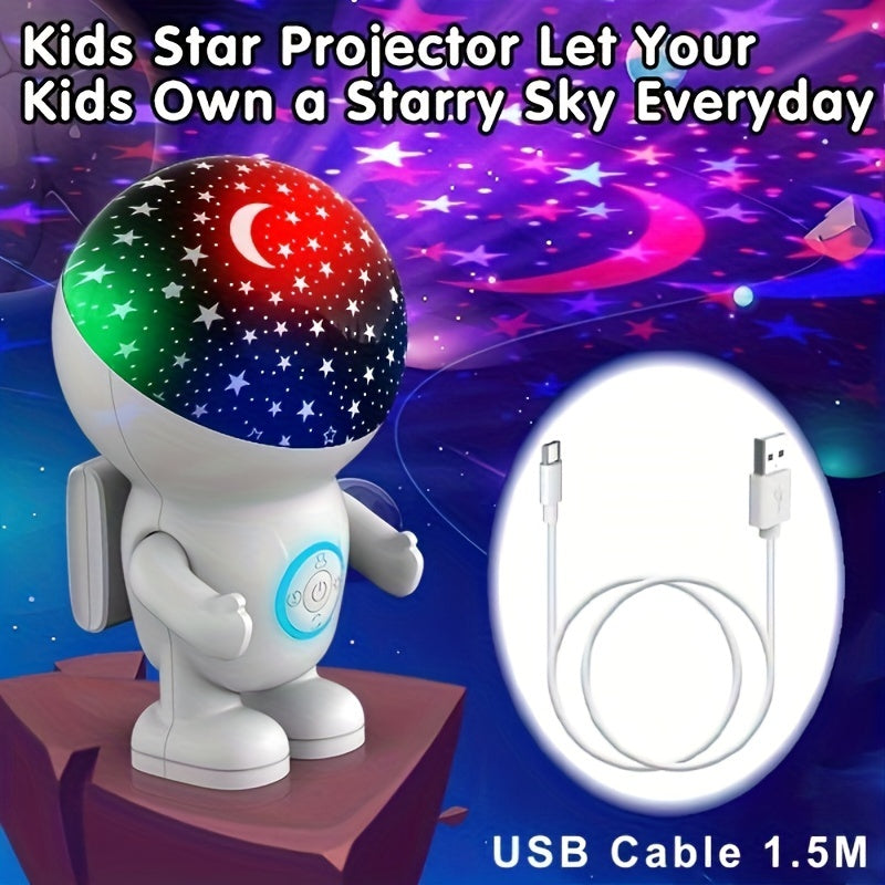 AstroLuz VJ — Astronaut-Shaped USB Star Projector for Young People (Multicolor, Auto Power Off)