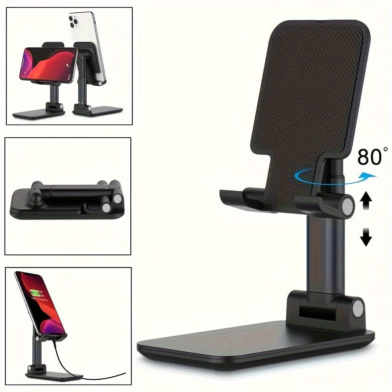 Adjustable Desktop Phone Stand Holder - Foldable, Height & Angle Adjustable, Non-Waterproof ABS Material, Universal for 10.16-20.32cm Devices, Ideal for Office & Bedroom, Compatible with iPhone iPad Samsung Tablets