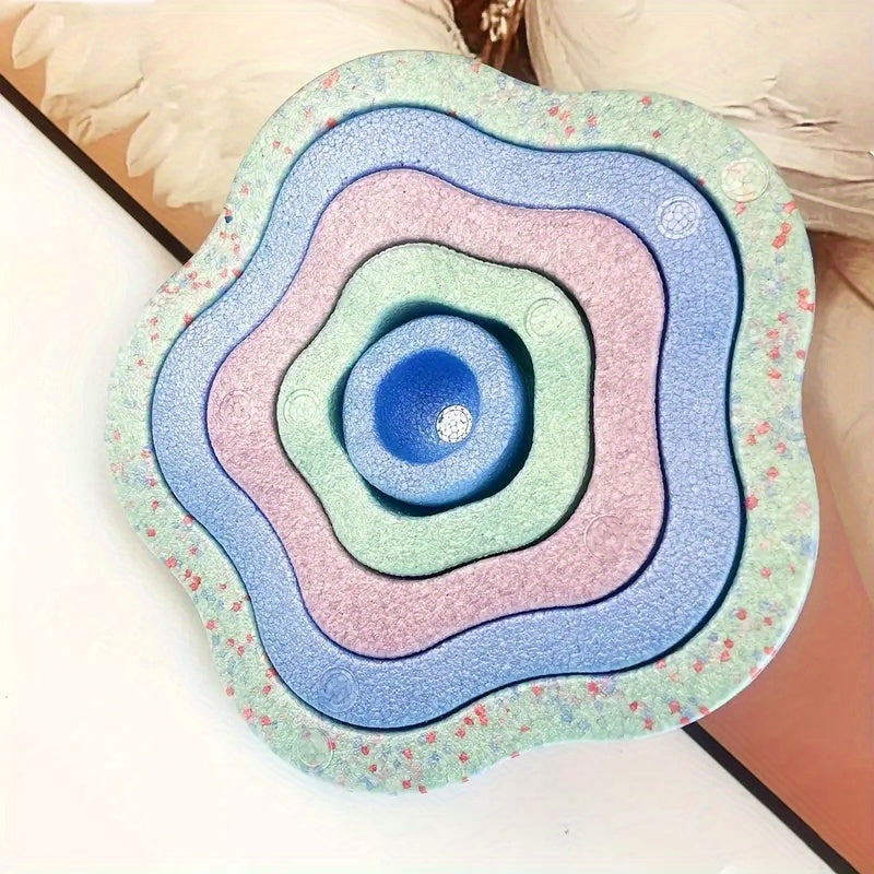 FlorEquilibrio RF — Set de 5 Piedras Sensoriales en Forma de Flor (Antideslizantes, Color Rosado, Material PP)