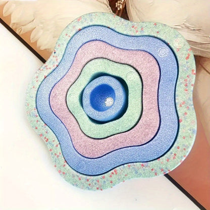 FlorEquilibrio RF — Set de 5 Piedras Sensoriales en Forma de Flor (Antideslizantes, Color Rosado, Material PP)