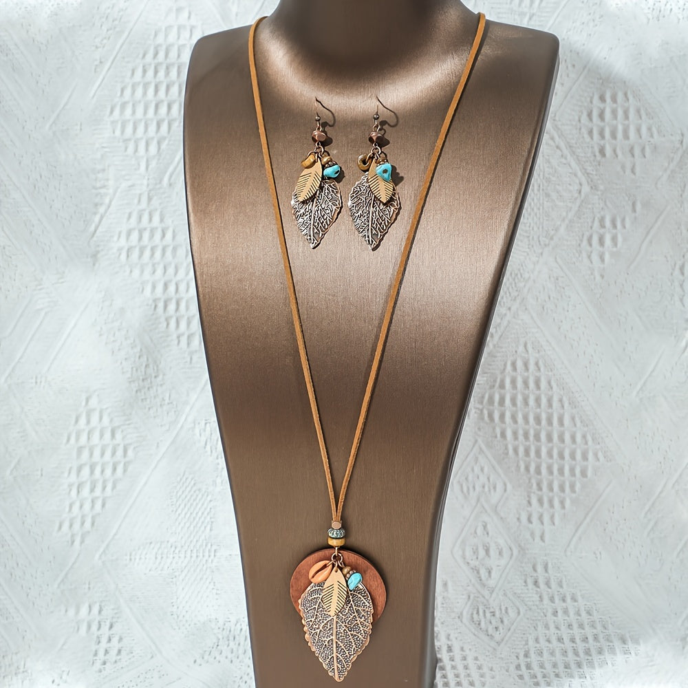Boho Leaf — Set de Joyería Étnica Vintage (3 Piezas)
