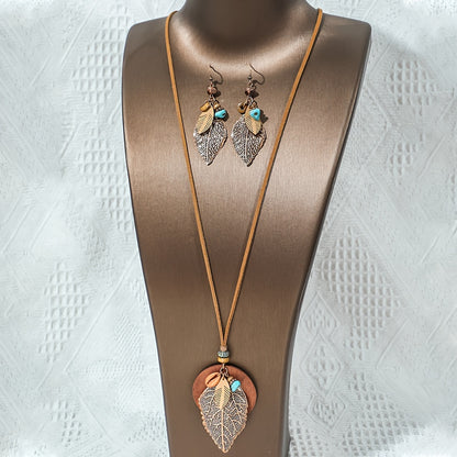 Boho Leaf — Set de Joyería Étnica Vintage (3 Piezas)