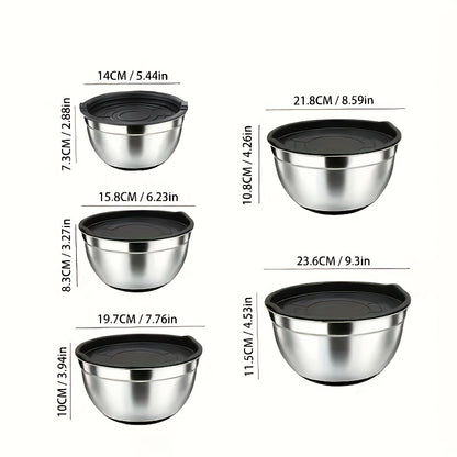 SteelMix TR — Set de 5 Bowls de Acero Inoxidable con Tapas Selladas (Apto para Horno, Cocina Multifuncional)