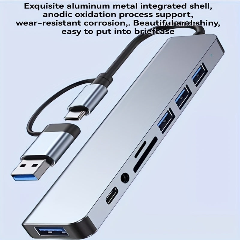 TechDock 8 — Estación de Conexión USB 3.0 Tipo-C para Laptop y PC (8 en 1)