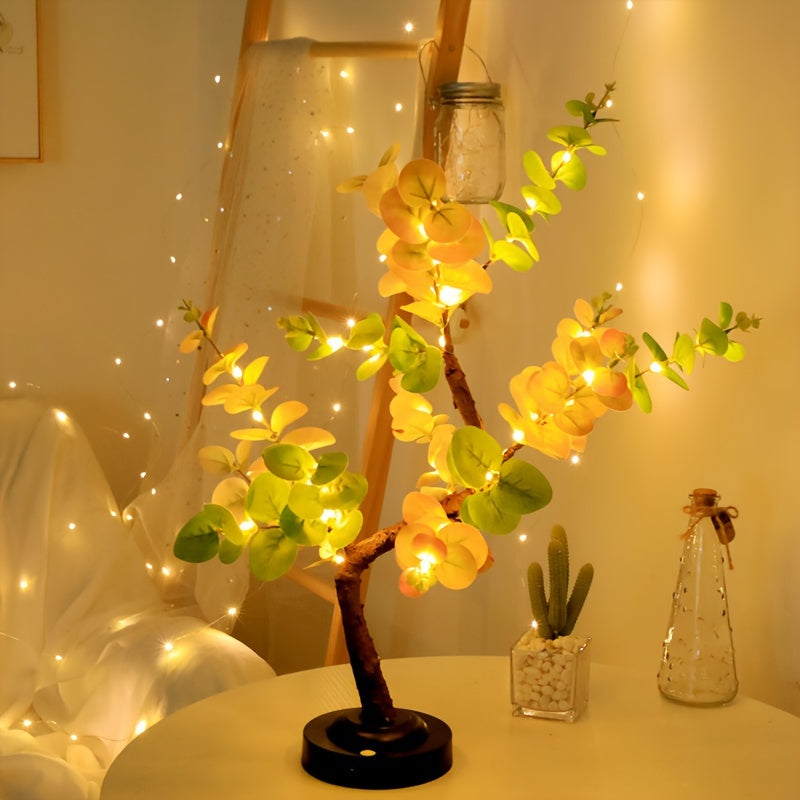 Shenzhi Tech Tree Lamp, Tabletop Bonsai Eucalyptus Tree Light, DIY Artificial Table Lamp, Battery/USB Powered Room Decor Aesthetic Night Light for Living Room Bedroom Christmas Home Gifts, Bedroom Lighting, Home Decor Lamp, B