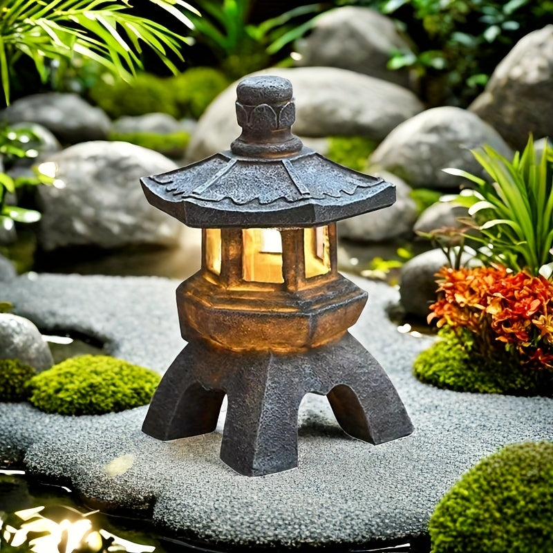 LuzZen CV — Farol Solar Japonés en Forma de Pagoda (Decoración Exterior IPX4, 1 Unidad)