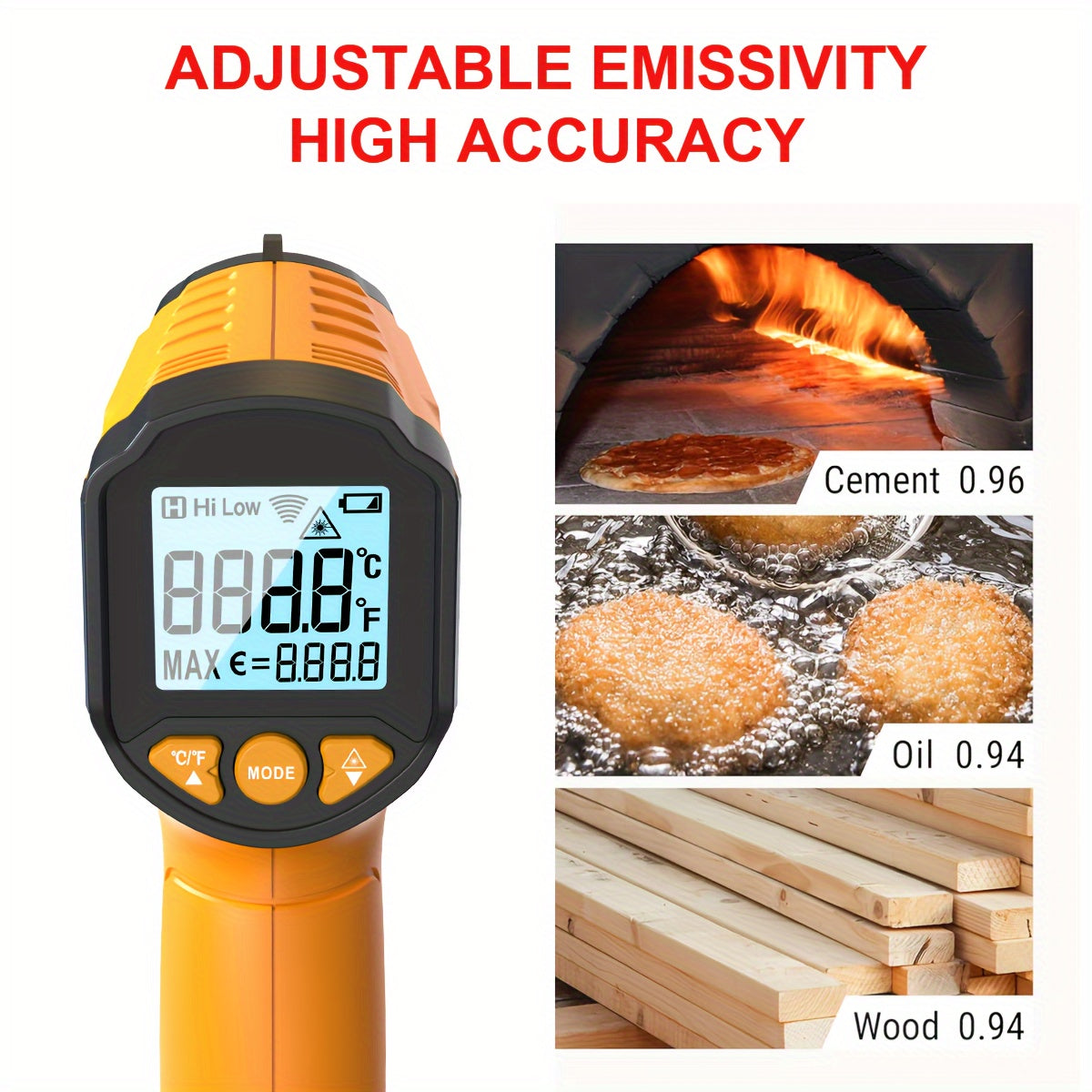 HYTAIS Infrared Thermometer with Laser Aiming - Fast Reading, Non-Contact, Wide Temperature Range (-50°F to 1112°F), Perfect for Cooking and Baking, Baking Thermometer | Digital Display | Plastic Body, Thermometer for Oven
