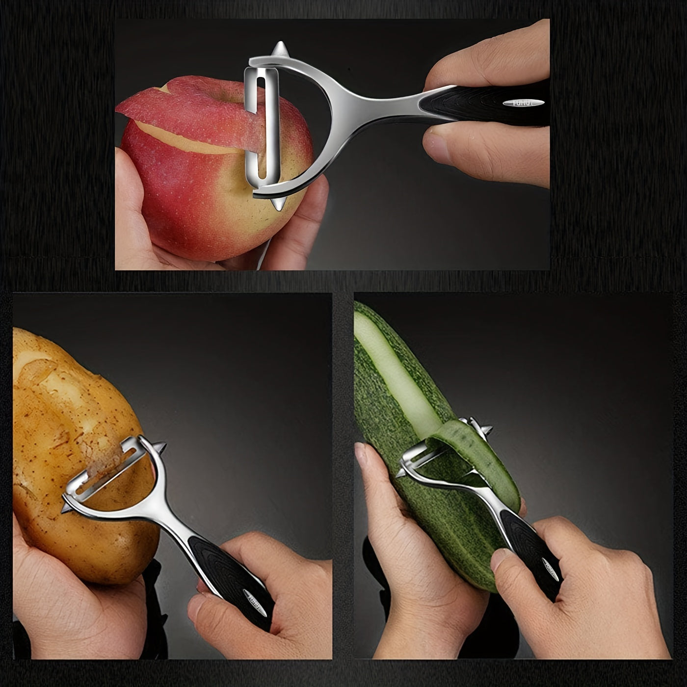 KLO·CL QV — Set de 2 Peladores de Frutas y Verduras con Mango Antideslizante (Hoja Recta, Precisión y Comodidad)