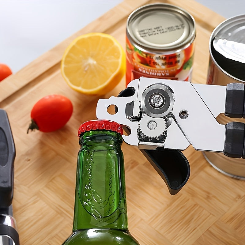 3-in-1 Stainless Steel Can Opener, Multi-Functional Manual Opener with Strong Grip, Ergonomic Design, Ideal for Home, Restaurant, Kitchen Use, No Power Required