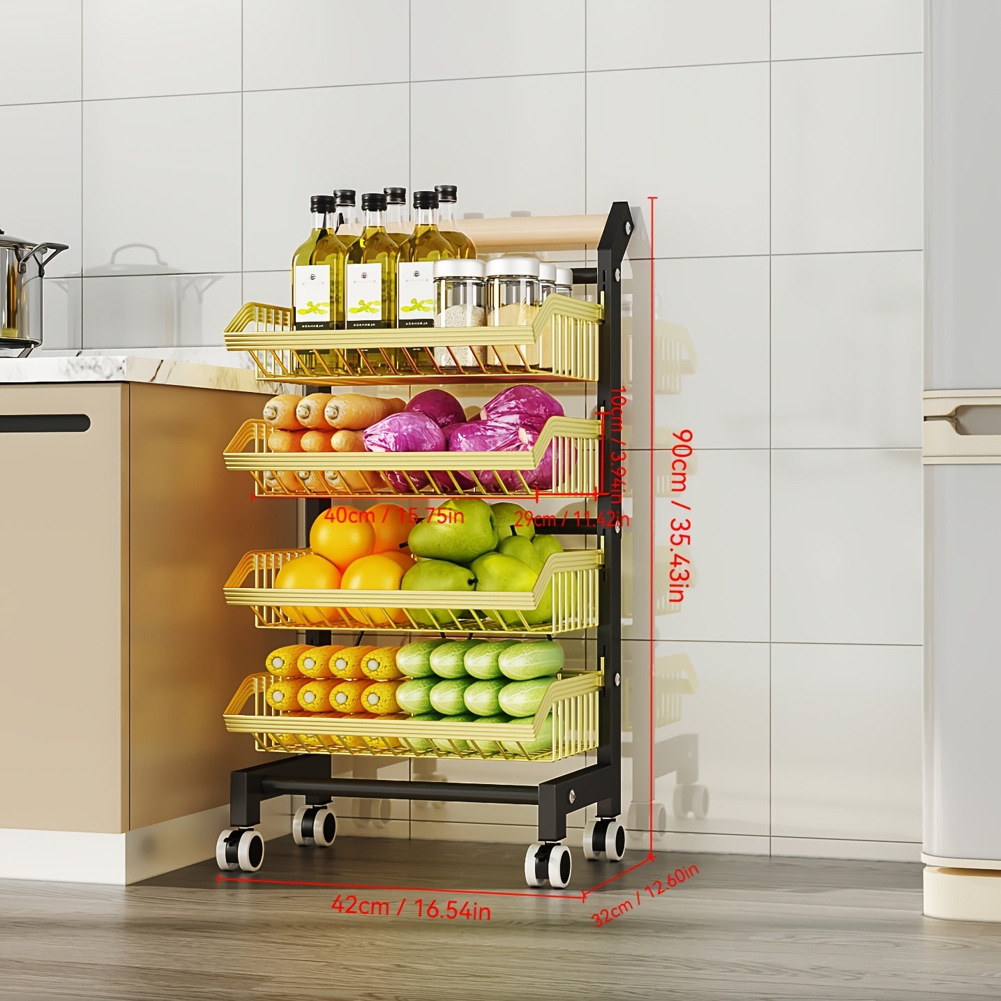 Heavy-Duty Stainless Steel Utility Cart with Locking Brake Wheels, No Assembly Needed - Heavy-Duty Construction, Space-Saving Design for Kitchen, Office, Warehouse - Ideal for Home, Commercial Use - HEART LEAF, Food Storage,