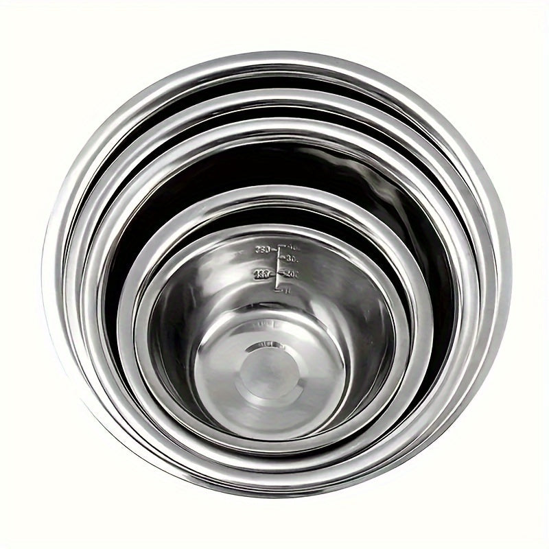 5-Piece Stainless Steel Mixing Bowl Set with Non-Slip Base - Durable, Food-Safe Bowls for Kitchen Use