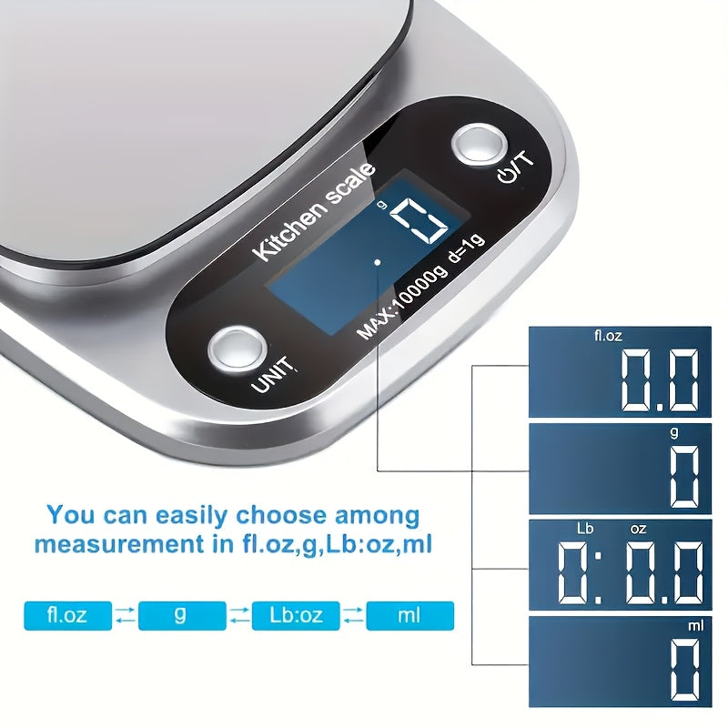Precision Digital Kitchen Scale - High Precision, Stylish Design with LCD Display, Multi-Unit Measurements, Stainless Steel Face, AAA Battery Powered, Suitable for Home and Professional Use, Food Weighing Kitchen Scale, Durab