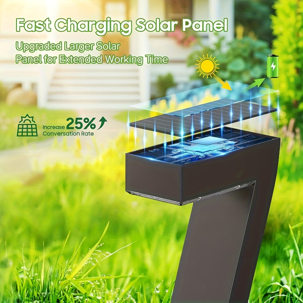 4pcs Solar Lights Outdoor Walkway Lights, Upgrade Bright LED Outdoor Solar Lights for Outdoor, IP65 Waterproof Solar Garden Lights for Patio, Driveway, Walkway, Landscape, Yard Decoration
