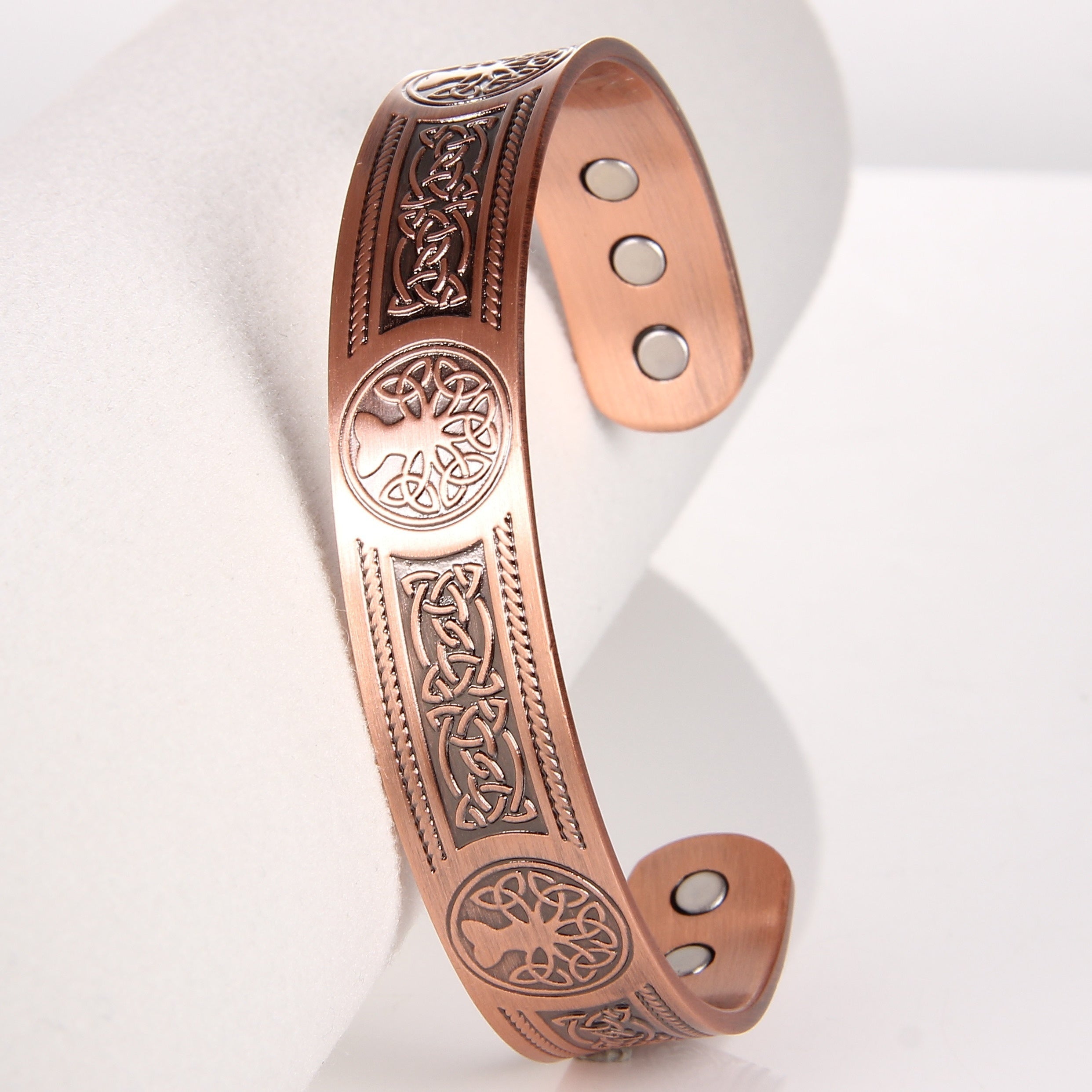 Men'S Copper Magnetic Bracelet with Upgraded Solid Copper Tree of Life Design, Equipped with 6 Magnets, Adjustable Bracelet, Birthday and Christmas Gift for Mom and Dad
