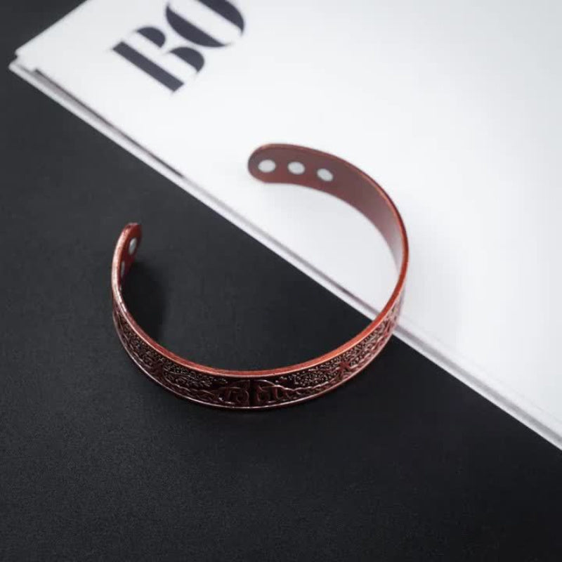 Men'S Copper Magnetic Bracelet with Upgraded Solid Copper Tree of Life Design, Equipped with 6 Magnets, Adjustable Bracelet, Birthday and Christmas Gift for Mom and Dad