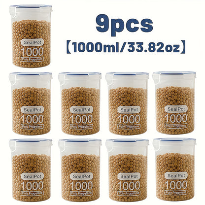 SnackStack NM — Set de 9 Contenedores Herméticos Reutilizables para Cereales y Snacks (PP, Rectangulares, BPA-Free)