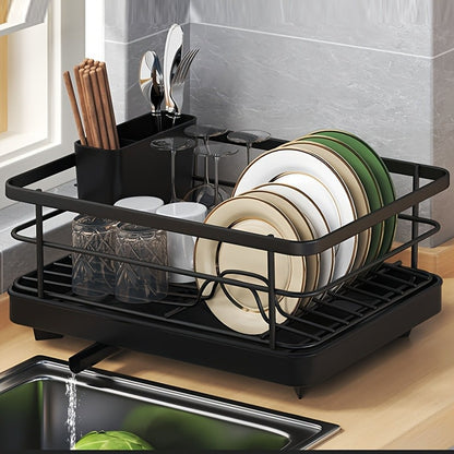 DryNest RR — Escurridor de Platos Compacto con Porta Utensilios (Estante Colgante, Plástico Resistente, Ahorra Espacio)